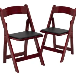 Flash Furniture Folding & Stacking<HERCULES Series Wood Folding Chair, Mahogany/Black, 2/Pack (2XF2903MAHWOOD)