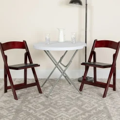 Flash Furniture Folding & Stacking<HERCULES Series Wood Folding Chair, Mahogany/Black, 2/Pack (2XF2903MAHWOOD)