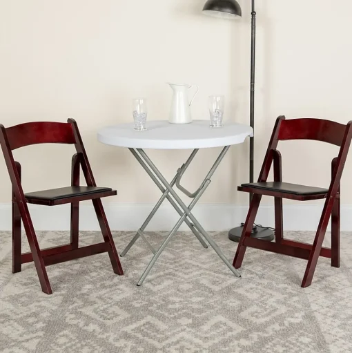 Flash Furniture Folding & Stacking<HERCULES Series Wood Folding Chair, Mahogany/Black, 2/Pack (2XF2903MAHWOOD)