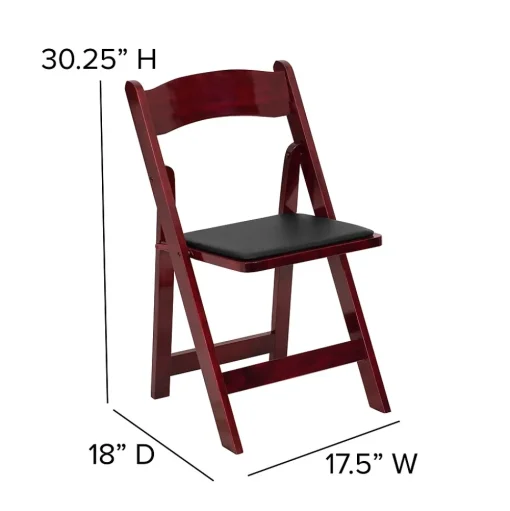 Flash Furniture Folding & Stacking<HERCULES Series Wood Folding Chair, Mahogany/Black, 2/Pack (2XF2903MAHWOOD)