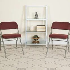 Flash Furniture Folding & Stacking<HERCULES Series Fabric Folding Chair, Burgundy, 2/Pack (2AWMC320AFBG)
