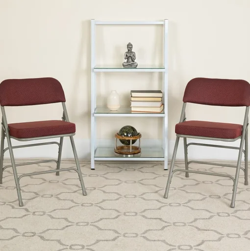Flash Furniture Folding & Stacking<HERCULES Series Fabric Folding Chair, Burgundy, 2/Pack (2AWMC320AFBG)