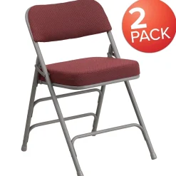Flash Furniture Folding & Stacking<HERCULES Series Fabric Folding Chair, Burgundy, 2/Pack (2AWMC320AFBG)