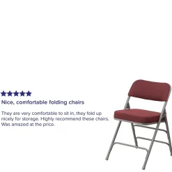 Flash Furniture Folding & Stacking<HERCULES Series Fabric Folding Chair, Burgundy, 2/Pack (2AWMC320AFBG)