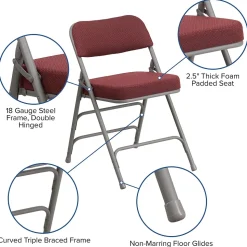 Flash Furniture Folding & Stacking<HERCULES Series Fabric Folding Chair, Burgundy, 2/Pack (2AWMC320AFBG)