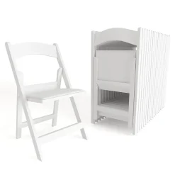 Flash Furniture Folding & Stacking<HERCULES™ Vinyl Armless Folding Chair, White, 20/Pack (20L3L1WHITE)