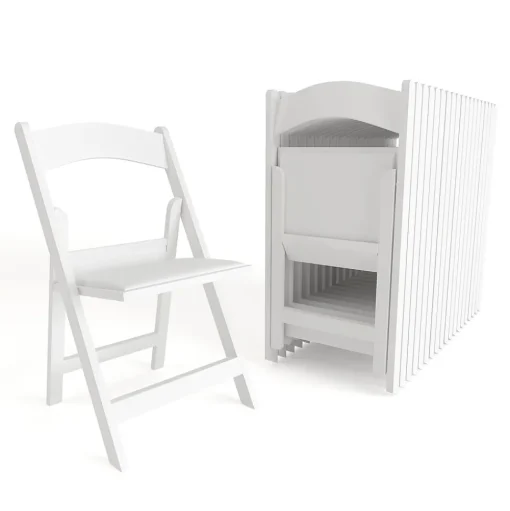 Flash Furniture Folding & Stacking<HERCULES™ Vinyl Armless Folding Chair, White, 20/Pack (20L3L1WHITE)