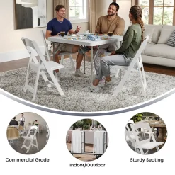 Flash Furniture Folding & Stacking<HERCULES™ Vinyl Armless Folding Chair, White, 20/Pack (20L3L1WHITE)