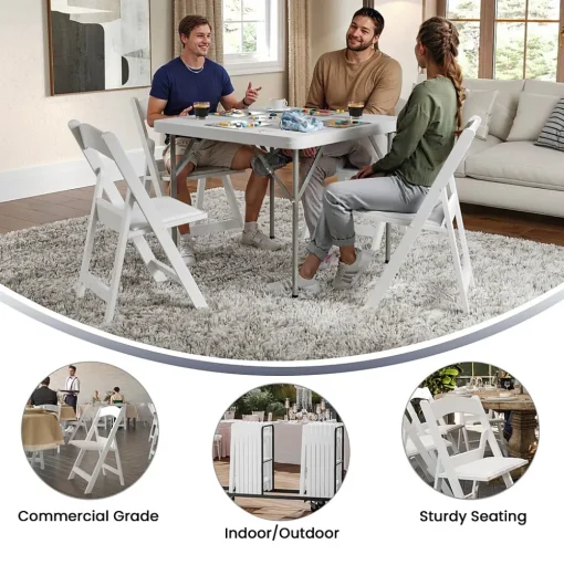 Flash Furniture Folding & Stacking<HERCULES™ Vinyl Armless Folding Chair, White, 20/Pack (20L3L1WHITE)