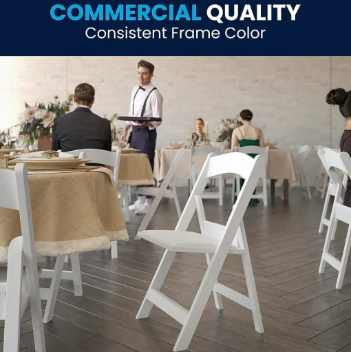 Flash Furniture Folding & Stacking<HERCULES™ Vinyl Armless Folding Chair, White, 20/Pack (20L3L1WHITE)