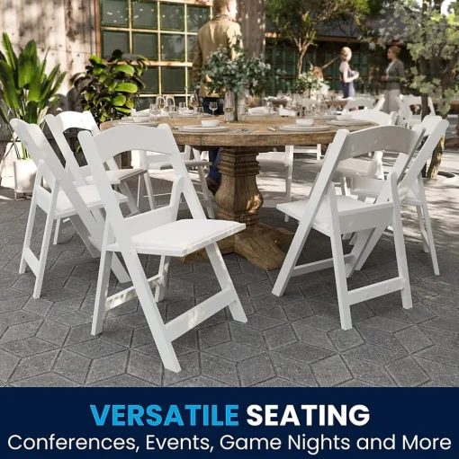 Flash Furniture Folding & Stacking<HERCULES™ Vinyl Armless Folding Chair, White, 20/Pack (20L3L1WHITE)