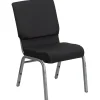 Flash Furniture Folding & Stacking<HERCULES Series Fabric Stacking Church Chair, Black Patterned/Silver Vein Frame (FCH185SVJP02)