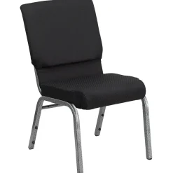 Flash Furniture Folding & Stacking<HERCULES Series Fabric Stacking Church Chair, Black Patterned/Silver Vein Frame (FCH185SVJP02)