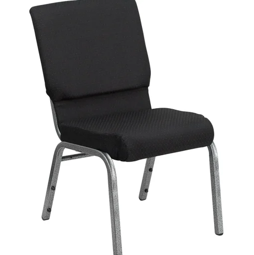 Flash Furniture Folding & Stacking<HERCULES Series Fabric Stacking Church Chair, Black Patterned/Silver Vein Frame (FCH185SVJP02)