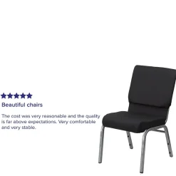 Flash Furniture Folding & Stacking<HERCULES Series Fabric Stacking Church Chair, Black Patterned/Silver Vein Frame (FCH185SVJP02)