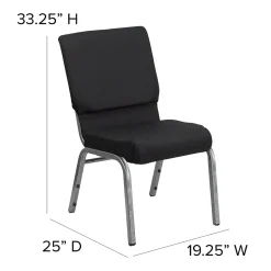 Flash Furniture Folding & Stacking<HERCULES Series Fabric Stacking Church Chair, Black Patterned/Silver Vein Frame (FCH185SVJP02)