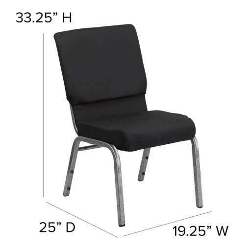 Flash Furniture Folding & Stacking<HERCULES Series Fabric Stacking Church Chair, Black Patterned/Silver Vein Frame (FCH185SVJP02)