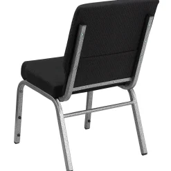 Flash Furniture Folding & Stacking<HERCULES Series Fabric Stacking Church Chair, Black Patterned/Silver Vein Frame (FCH185SVJP02)