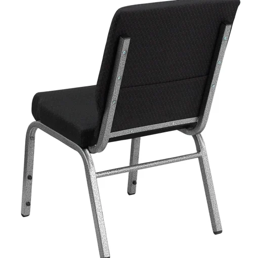 Flash Furniture Folding & Stacking<HERCULES Series Fabric Stacking Church Chair, Black Patterned/Silver Vein Frame (FCH185SVJP02)