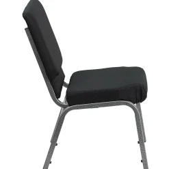 Flash Furniture Folding & Stacking<HERCULES Series Fabric Stacking Church Chair, Black Patterned/Silver Vein Frame (FCH185SVJP02)