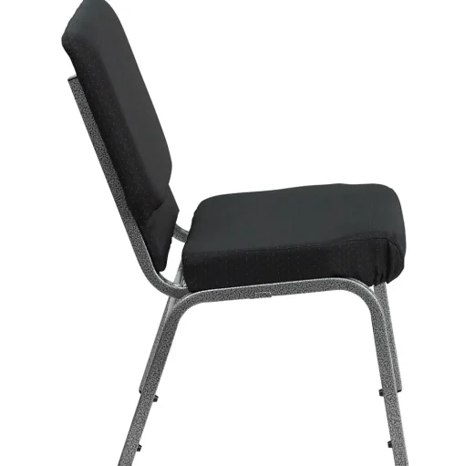 Flash Furniture Folding & Stacking<HERCULES Series Fabric Stacking Church Chair, Black Patterned/Silver Vein Frame (FCH185SVJP02)