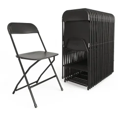 Flash Furniture Folding & Stacking<HERCULES™ Plastic Armless Folding Chair, Black, 20/Pack