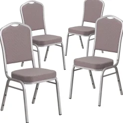 Flash Furniture Folding & Stacking<HERCULES Series Fabric Banquet Stacking Chair, Gray Dot/Silver Frame, 4 Pack (4FDC01S6)