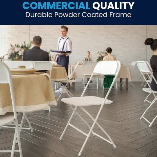 Flash Furniture Folding & Stacking<HERCULES™ Plastic Armless Folding Chair, Premium White, 32/Pack
