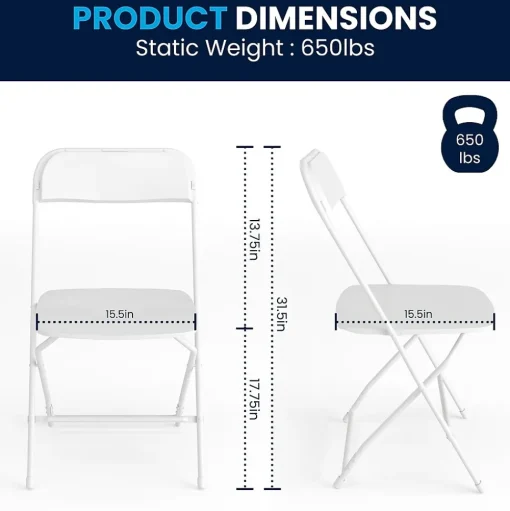 Flash Furniture Folding & Stacking<HERCULES™ Plastic Armless Folding Chair, Premium White, 32/Pack