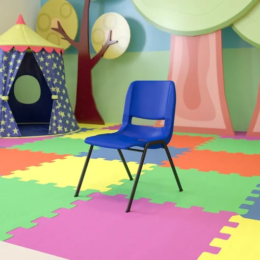 Flash Furniture Folding & Stacking<HERCULES Series Plastic Kid's Shell Stack Chair, Navy/Black (RUT14NVYBK)