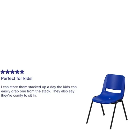 Flash Furniture Folding & Stacking<HERCULES Series Plastic Kid's Shell Stack Chair, Navy/Black (RUT14NVYBK)