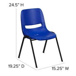 Flash Furniture Folding & Stacking<HERCULES Series Plastic Kid's Shell Stack Chair, Navy/Black (RUT14NVYBK)