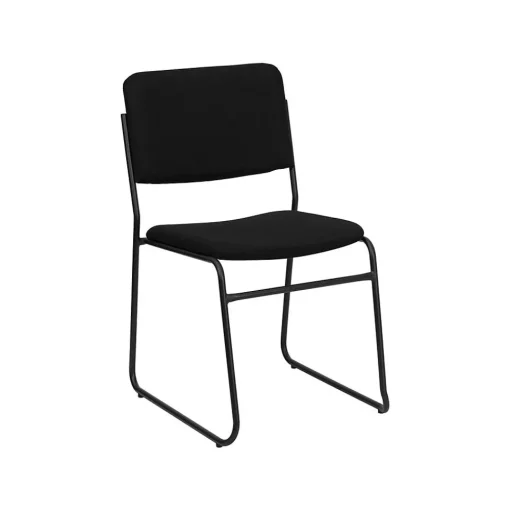 Flash Furniture Folding & Stacking<HERCULES™ High Density Fabric Stacking Chair With Sled Base, Black, 20/Pack (20XU8700BLKB30)