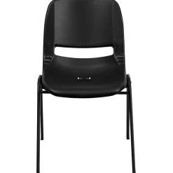 Flash Furniture Folding & Stacking<Hercules Shell Ergonomic Stack Chair With Black Frame and 14" Seat, Black, 15/Pack