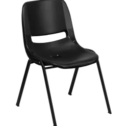 Flash Furniture Folding & Stacking<Hercules Shell Ergonomic Stack Chair With Black Frame and 14" Seat, Black, 15/Pack