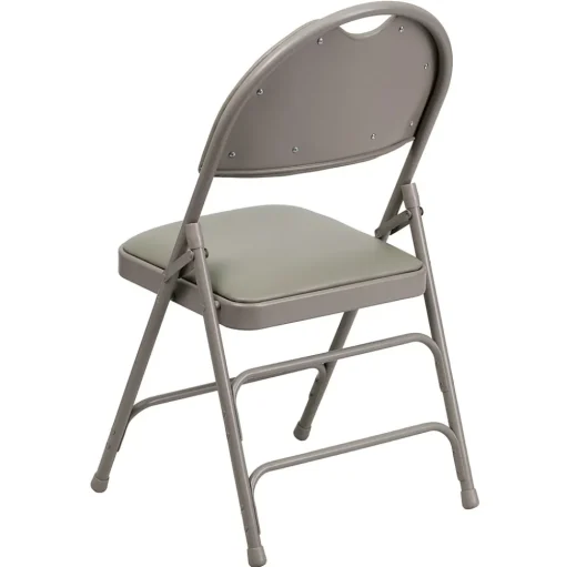 Flash Furniture Folding & Stacking<HERCULES™ Triple Braced Vinyl Armless Folding Chair, Gray, 4/Pack (4HAMC705AV3GY)