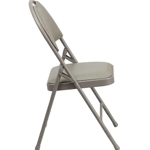 Flash Furniture Folding & Stacking<HERCULES™ Triple Braced Vinyl Armless Folding Chair, Gray, 4/Pack (4HAMC705AV3GY)