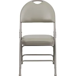 Flash Furniture Folding & Stacking<HERCULES™ Triple Braced Vinyl Armless Folding Chair, Gray, 4/Pack (4HAMC705AV3GY)