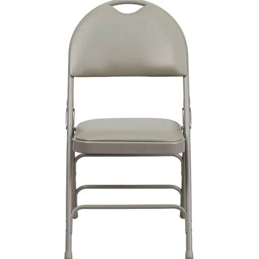 Flash Furniture Folding & Stacking<HERCULES™ Triple Braced Vinyl Armless Folding Chair, Gray, 4/Pack (4HAMC705AV3GY)