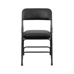 Flash Furniture Folding & Stacking<HERCULES™ Curved Triple Braced Vinyl Armless Folding Chair, Black, 12/Pack (12HAMC309AVBK)