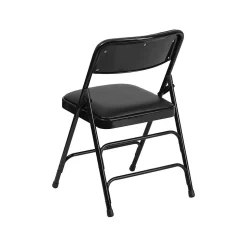 Flash Furniture Folding & Stacking<HERCULES™ Curved Triple Braced Vinyl Armless Folding Chair, Black, 12/Pack (12HAMC309AVBK)