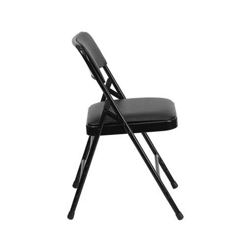 Flash Furniture Folding & Stacking<HERCULES™ Curved Triple Braced Vinyl Armless Folding Chair, Black, 12/Pack (12HAMC309AVBK)