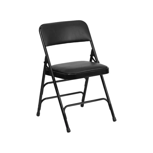 Flash Furniture Folding & Stacking<HERCULES™ Curved Triple Braced Vinyl Armless Folding Chair, Black, 12/Pack (12HAMC309AVBK)