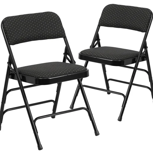 Flash Furniture Folding & Stacking<HERCULES Series Fabric Banquet/Reception Chair, Black, 2/Pack (2AWMC309AFBLK)