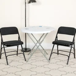 Flash Furniture Folding & Stacking<HERCULES Series Fabric Banquet/Reception Chair, Black, 2/Pack (2AWMC309AFBLK)