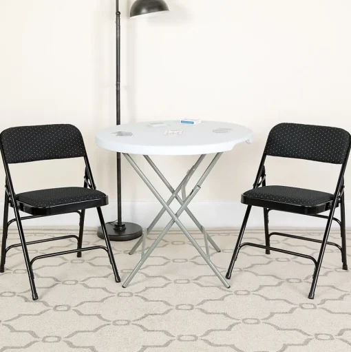 Flash Furniture Folding & Stacking<HERCULES Series Fabric Banquet/Reception Chair, Black, 2/Pack (2AWMC309AFBLK)