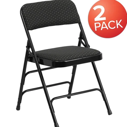 Flash Furniture Folding & Stacking<HERCULES Series Fabric Banquet/Reception Chair, Black, 2/Pack (2AWMC309AFBLK)