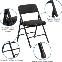 Flash Furniture Folding & Stacking<HERCULES Series Fabric Banquet/Reception Chair, Black, 2/Pack (2AWMC309AFBLK)