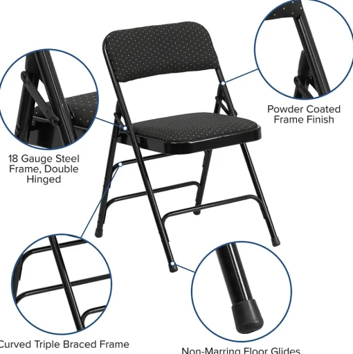 Flash Furniture Folding & Stacking<HERCULES Series Fabric Banquet/Reception Chair, Black, 2/Pack (2AWMC309AFBLK)