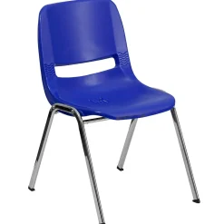 Flash Furniture Folding & Stacking<Hercules Molded Plastic Shell Stackable Chair With Chrome Frame, Navy, 16/Pack
